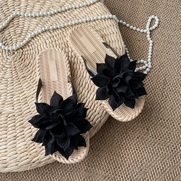 Chanclas de flores para vacaciones a la moda, sandalias planas impermeables para la playa, zapatos antideslizantes, zapatillas de playa para vacaciones para niñas - 1
