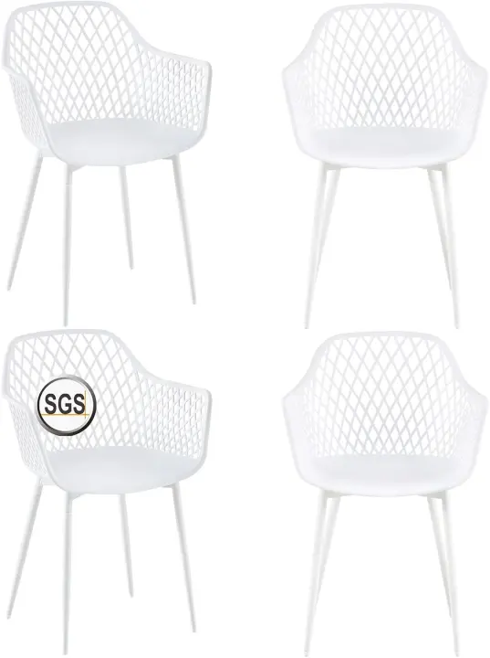 Juego de 4 sillas de jardín escandinavas, muebles de balcón, sillas de salón para exteriores, para balcón pequeño, sillas de terraza, soporta 120 kg, color negro - 1