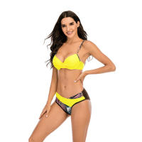 Conjunto de Bikini unicolor para mujer, bañador Sexy de realce de talla grande, traje de baño para mujer, ropa de playa brasileña, Bikini amarillo 2023 - details 2