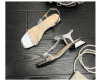 Sandalias Planas de Diamante Llamativo Estilo de Hada con Tacón Grueso Tamaño Pequeño - details 24