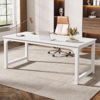 Escritorio moderno para ordenador, 180 x 80 cm, grande, mesa de oficina, escritorio de estudio, escritorio de trabajo, para oficina en casa, estructura de metal blanco - details 0