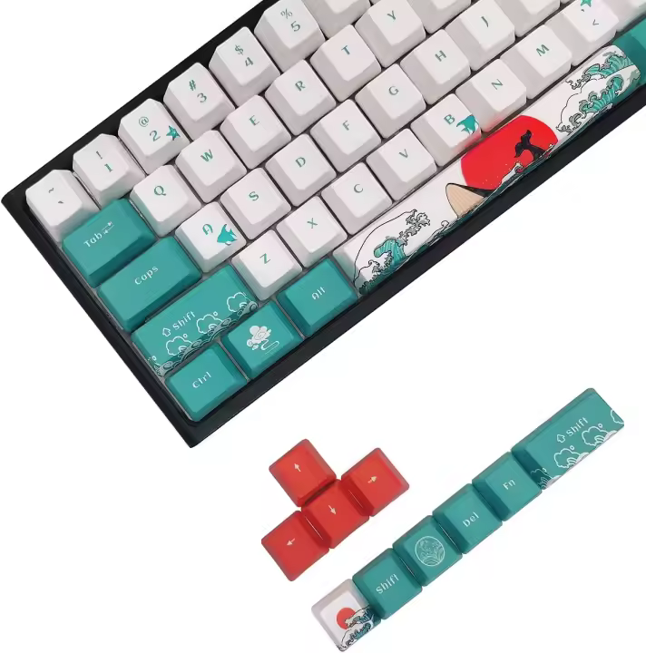 Teclado mecánico de sublimación de cinco lados, tapa XDA de altura de 129 teclas, tema Coral Sea, PBT - 1