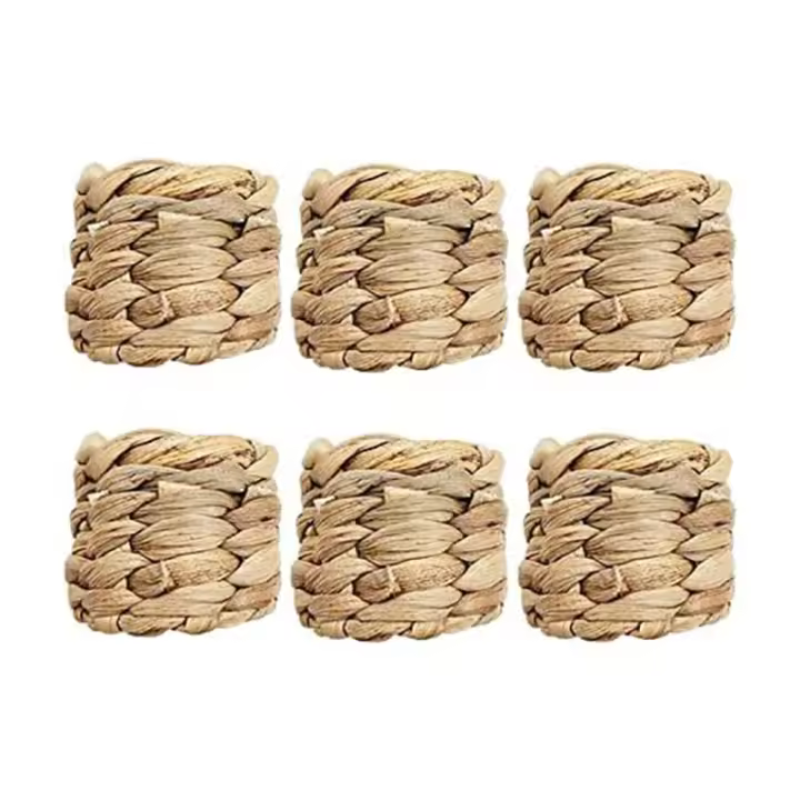 Juego de servilleteros tejidos de 6 piezas, servilleteros rústicos, servilleteros hechos a mano, servilleteros naturales, para decoración de mesa - 1