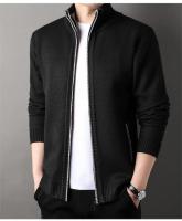 Suéter de punto con cuello levantado para hombre, cárdigan para temporada de otoño e invierno, chaqueta ajustada de color sólido - details 19
