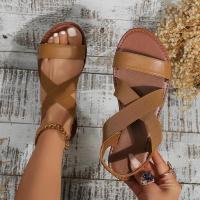 Zapatos romanos de verano para mujer, calzado con correa en el tobillo, cabeza redonda, suela plana, talla grande - details 11
