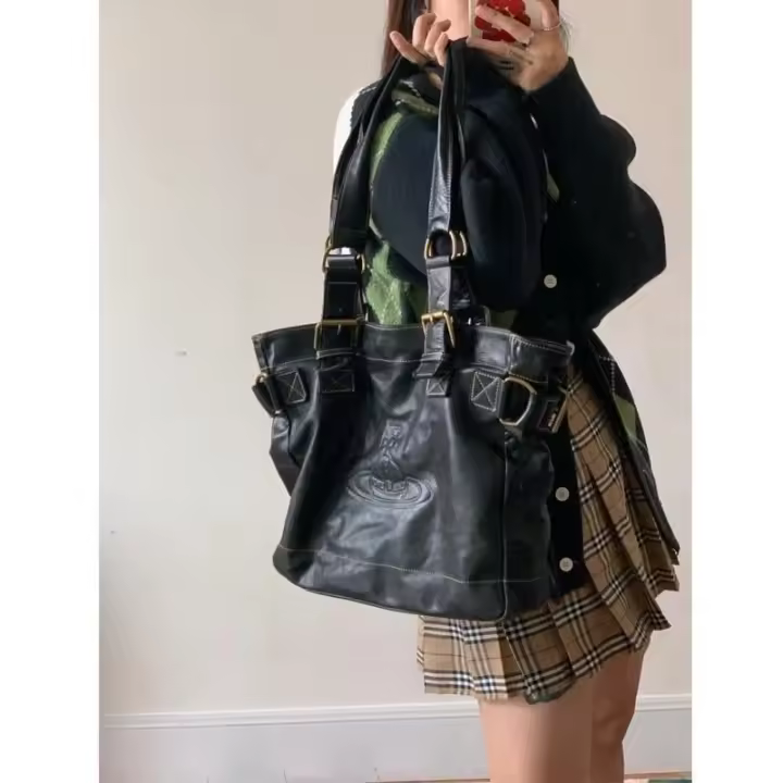 Vintage para mujer bolso de hombro de motocicleta de gran capacidad - 1