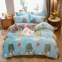 Sábana de Terciopelo Cálido Coral para Invierno con Estampado de Flor Hueso de Couette Suave y Grueso 240x220 - details 40