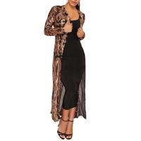 Maxi Abrigo de Séquin Elegante Blusa de Fiesta Abierta Vintage para Mujeres Moda de Cálida - details 10