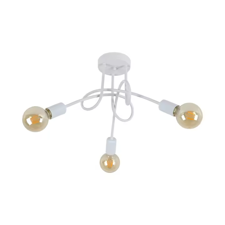 Lámpara de Araña Metal Blanca GOECO, E27 Sin Bombilla, 3 Cabezales, Iluminación Interior Retra para Comedor, 40*40*30 CM - 1