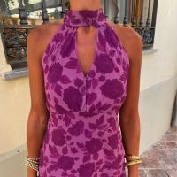Vestido Sin Mangas y Sin Espalda de Cintura Alta Moda Femenina 2025 Estilo Estampado de Celebridad - details 9