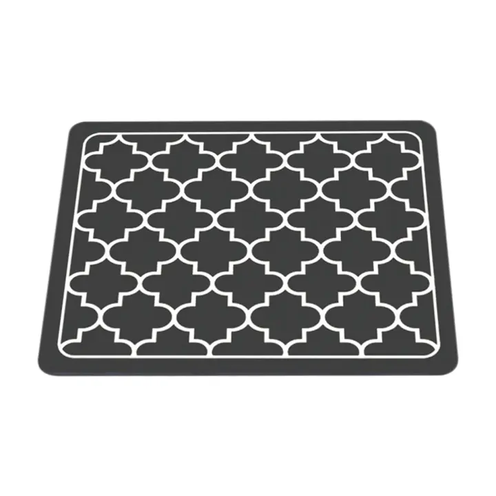 Alfombrilla de secado de platos absorbente para encimera de cocina, accesorios de barra de café, aptos debajo de la cafetera, gris oscuro, 50x30cm - 1