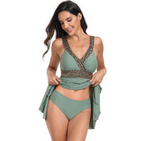 Traje de baño de dos piezas para mujer, bañador de color liso con pantalones de seguridad y falda, talla grande, 2024 - details 7