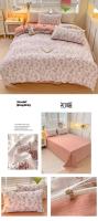 Juego de cama: Sábana ajustable de algodón lavado puro de cuatro piezas, funda de edredón, juego de tres piezas de cama individual para dormitorio de estudiantes: Sábana, funda, - details 16