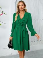 Midi Color sólido Nuevo en Dses para mujeres Elegantes y hermosas Características calientes Kpop Mujer Manga larga Ds con curvas Xxl - details 1