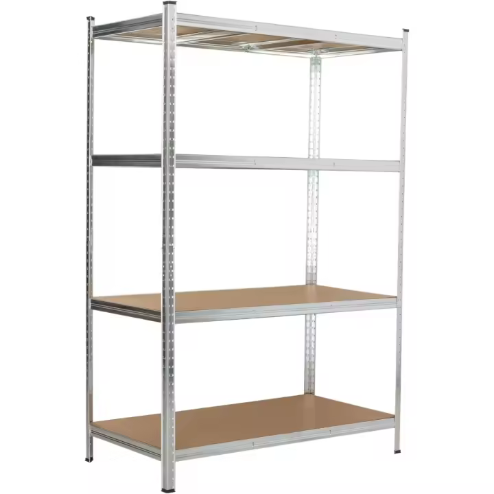 Estanterías Metálicas de Acero Galvanizado con 5 Baldas de MDF, Plata, 180x90x40cm Pack de 2 - 1