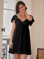 Vestido de cuello V de mujer vestido relajado y casual corto - details 12