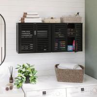 Armario de Baño de Pared con Puertas Muebles de Baño de Bambú Armario Colgante con Estante Ajustable Organizador de Almacenamiento de Ahorro de Espacio Sobre el Inodoro Blanco - details 13