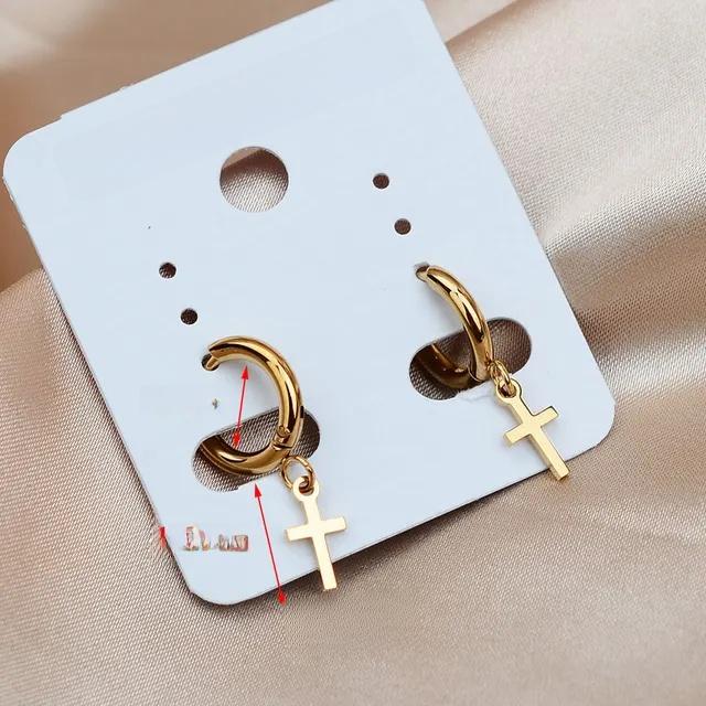 Aretes de Color ZhongT en Acero Inoxidable Punk Hip-Hop con Colgante de Corazón de Luna Geométrica para Mujeres y Hombres Joyería de Fiesta