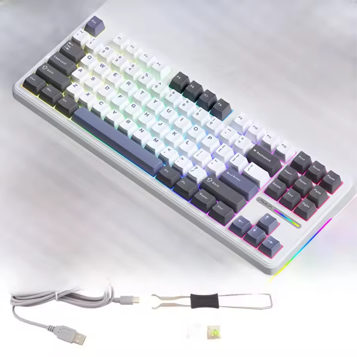 Teclado Aula-Teclado inalámbrico F87pro Dispositivo de 87 teclas, intercambio en caliente, Bluetooth, 3 modos, PBT Para juegos de ordenador - 1