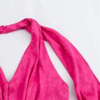Vestido midi cansado de estilo europeo y americano para mujer, decoración de encaje, jacquard, cuello colgante, 2024ZAR4 - details 11