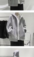 Sudadera con capucha deportiva para hombre, sudadera holgada de forro polar de color sólido - details 4