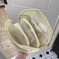 Bolsa de maquillaje de malla semicircular con cremallera, bolsa de cosméticos transparente ligera, bolsa de lápiz labial, bolsa de almacenamiento, bolsa de aseo para acampar - details 13