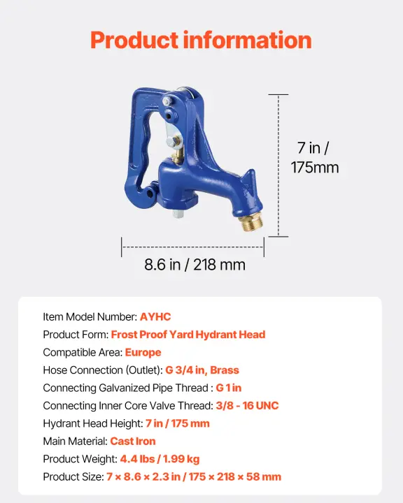 SucceBuy Bocina de jardín a prueba de heladas, hierro fundido resistente, acoplamiento de manguera de conexión de tubería G de 3/4 pulgadas, grifo a prueba de congelación - 1