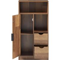 Mueble auxiliar de baño con 4 compartimentos, 2 cajones, armario midi con puerta, mueble bajo para dormitorio, aglomerado, tirador de metal. - details 3