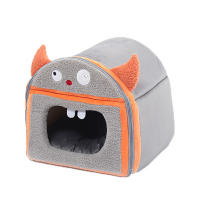 Nido de mascota pequeño de yurta mongol, cama cálida con forma de monstruo de dibujos animados, adecuada para conejo y erizo - details 5