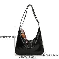 Bolso Hobo sencillo con colgante de bolso de hombro de cuero de PU estilo coreano con cremallera bolso cruzado de Color sólido bolso de mujer - details 0