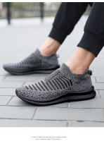 Zapatos para correr para hombre, zapatillas de deporte con calcetines tejidos, zapatos planos sin cordones para primavera y verano, mocasines de talla grande para hombre, zapatos planos deportivos de tenis - details 25