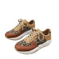 Primavera otoño nuevo patrón de leopardo grande individual para mujer zapatos deportivos y casuales con cordones de fondo plano - details 0