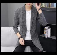 Suéter de otoño e invierno para hombre, suéter de punto, chaqueta, cárdigan largo para hombre, suéter de lana, suéter de color sólido - details 10