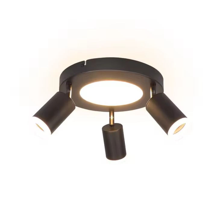 CBJKTX Foco de techo 3 bombillas GU10 20W dormitorio 3000k negro lámpara de cocina ajustable 350 metal ajustable - 1
