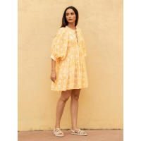 Vestido corto de vacaciones de playa de rayón informal suelto con lazo floral para mujer de moda de verano - details 71
