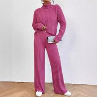 Conjuntos de dos piezas a la moda para mujer, tops y pantalones informales con cuello alto para mujer - details 4