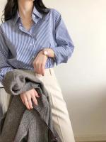 Blusas de Primavera-Otoño para Mujer Camisas de Manga Larga a Rayas Tops Moda de Estilo Coreano - details 2
