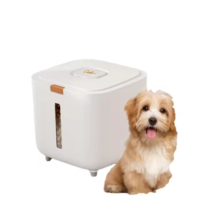Contenedor de almacenamiento de alimentos sellado para mascotas con tapa, Cubo de plástico a prueba de humedad e insectos para perros y gatos, 1 unidad - 1