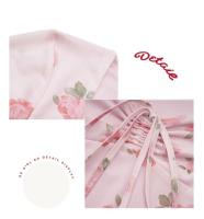 Camisetas de Vacaciones Dulces Florales Blusa de Oficina de Gasa con Cordones y Manga Campanada - details 9