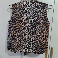 Chaleco con estampado de leopardo para mujer, ropa con cuello en V, decoración de lazo, a la moda, novedad de primavera y verano - details 1