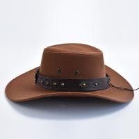 Artificial Suede Western Cowboy Hats Vintage Big-edge Gentleman Cowgirl Jazz Hat Holidays Party Cosplay Hat - details 5