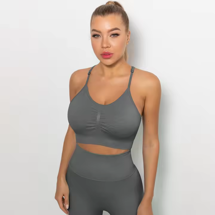 Nessaj-Sujetador deportivo sin costuras, camisola de yoga, fitness, entrenamiento, antivibración, con almohadilla, ropa de gimnasio - 1