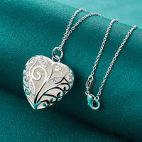 Collar colgante en forma de corazón de plata de ley 925, joyería de moda para mujer, adecuado para bodas y compromisos, elaborado en plata de ley. - details 2