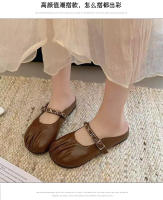 Baotou zapatillas mujer, primavera y verano nueva moda de un pedal desgaste exterior medio arrastre casual zapatos de mujer sandalias modelos versátiles - details 5