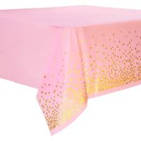 Mantel estampado en caliente, rosa dorado, azul, puntos negros, fiestas de cumpleaños y bodas, mantel desechable de PE - details 3