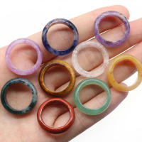 Anillo de cristal de piedra Natural para mujer y niña, joyería de Reiki, energía curativa, banda de piedras preciosas lisas, dijes redondos de Donut, regalo - details 3