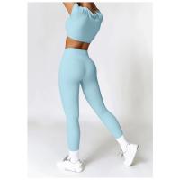 Conjunto de yoga de dos piezas para mujer Leggings de cintura alta de manga corta - details 5