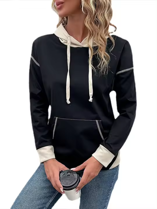 Top de moda con capucha de estilo coreano para mujer primavera-otoño - 1