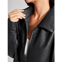 Chaqueta de Moto para Mujer de Tamaño Grande en Cuero Pretendido para Outfit de Otoño/Invierno 2024 con Cierre de Cremallera y Forro de Poliéster - details 2
