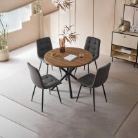 EGOONM Juego de 4 sillas de comedor, diseño de respaldo, asiento con estructura de metal, adecuado para dormitorio, comedor, cocina, sillas grises - details 6
